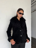 Mongolian fur suede jacket