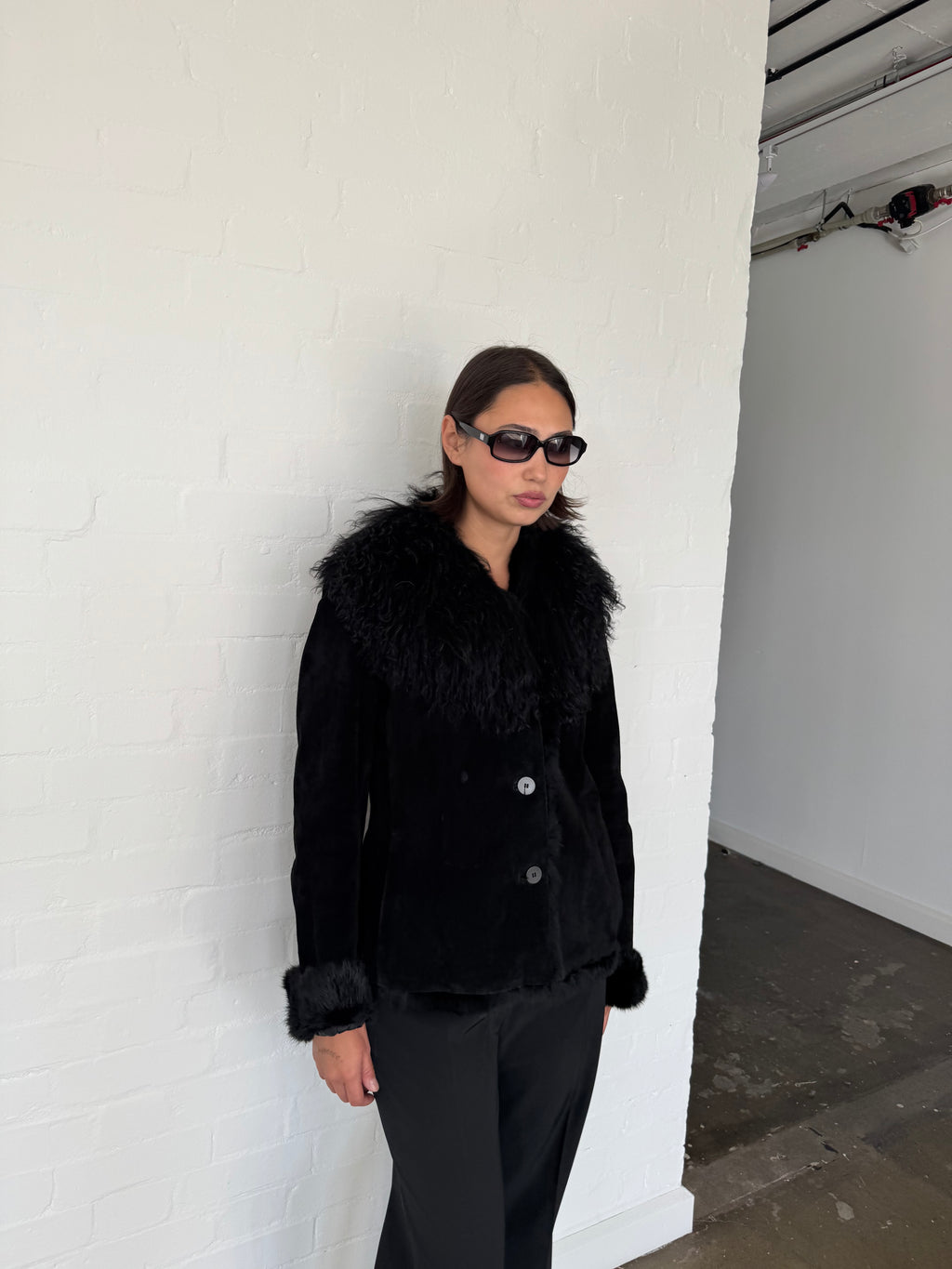 Mongolian fur suede jacket