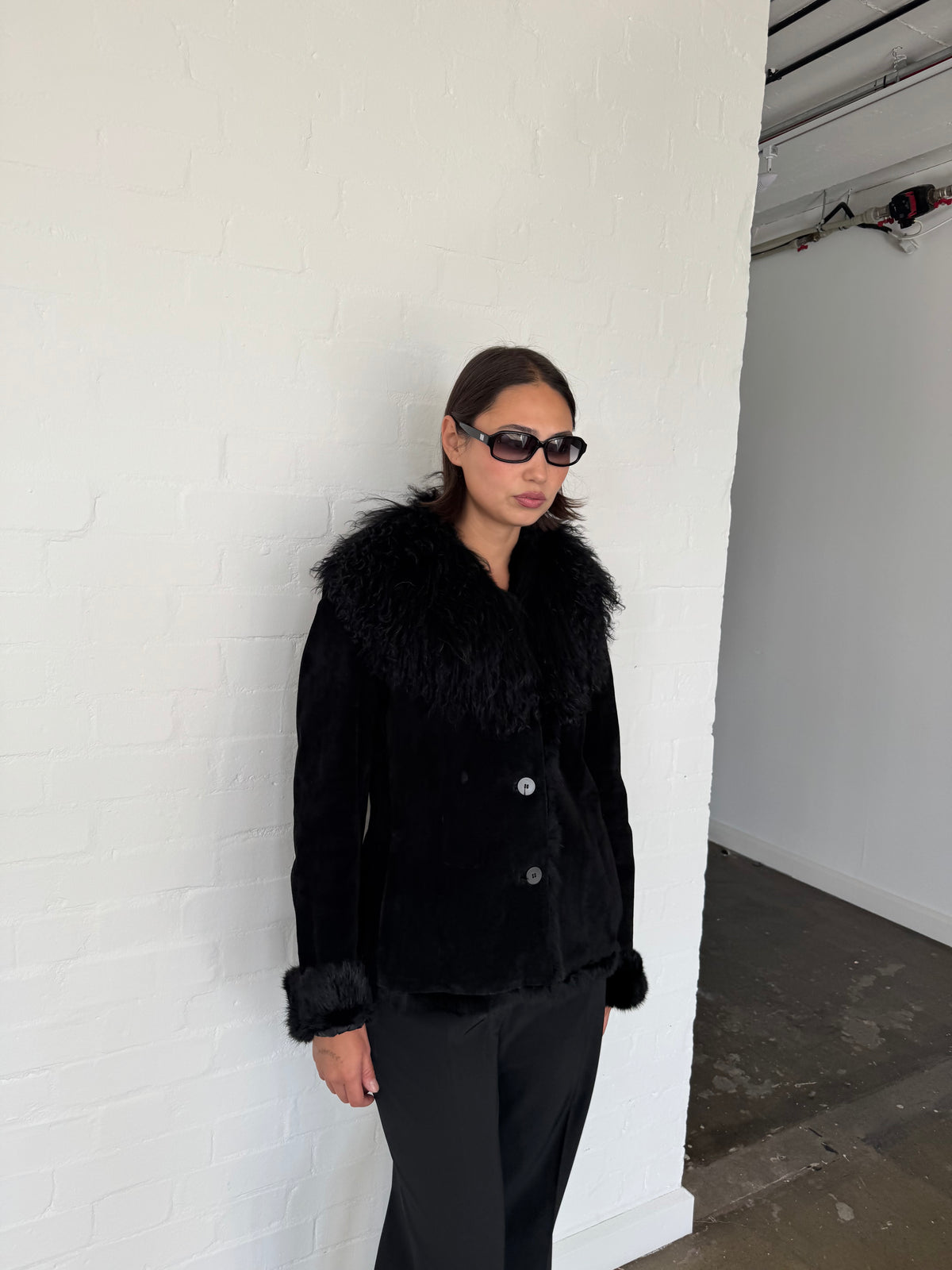 Mongolian fur suede jacket
