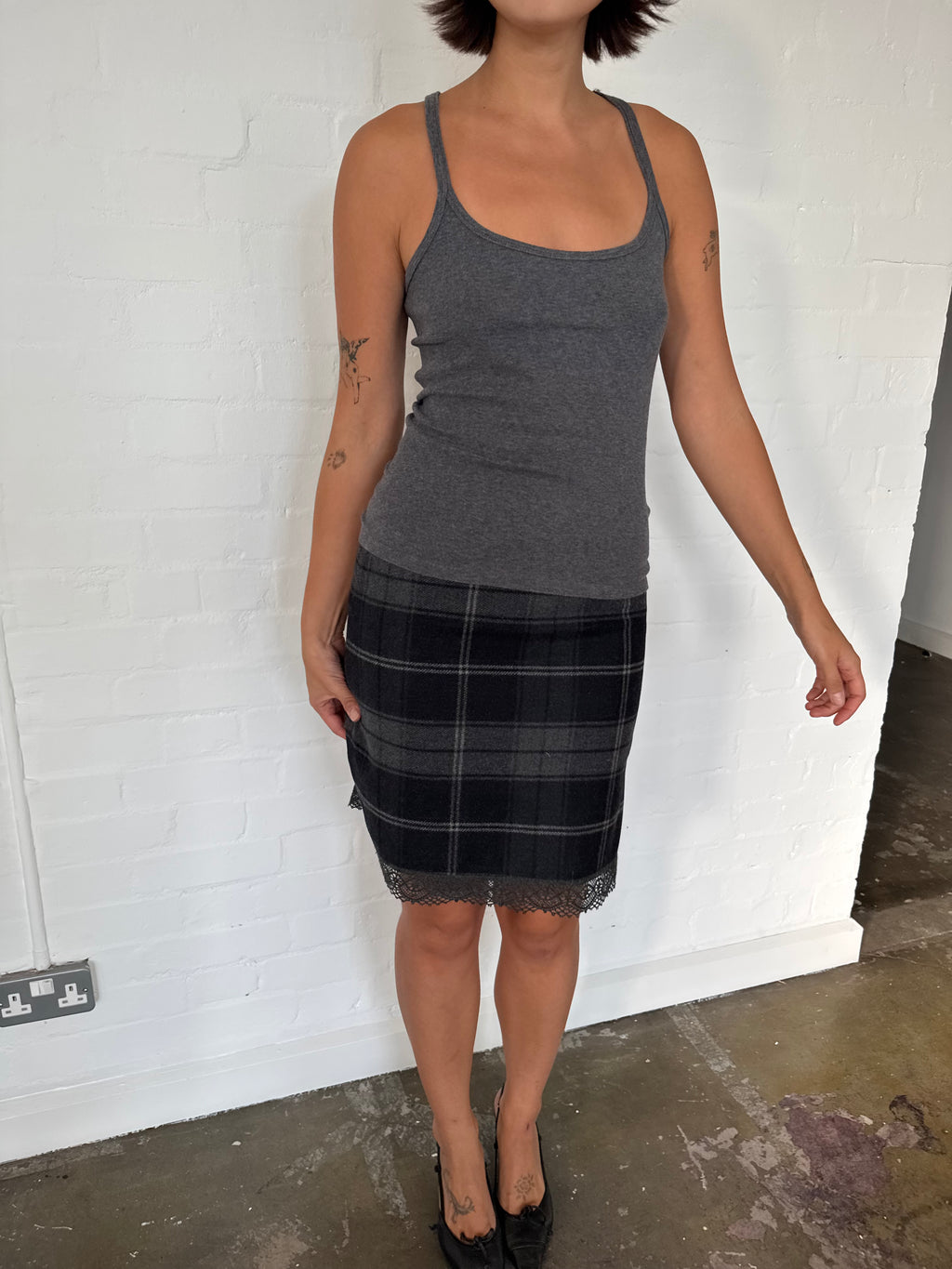 moschino check skirt