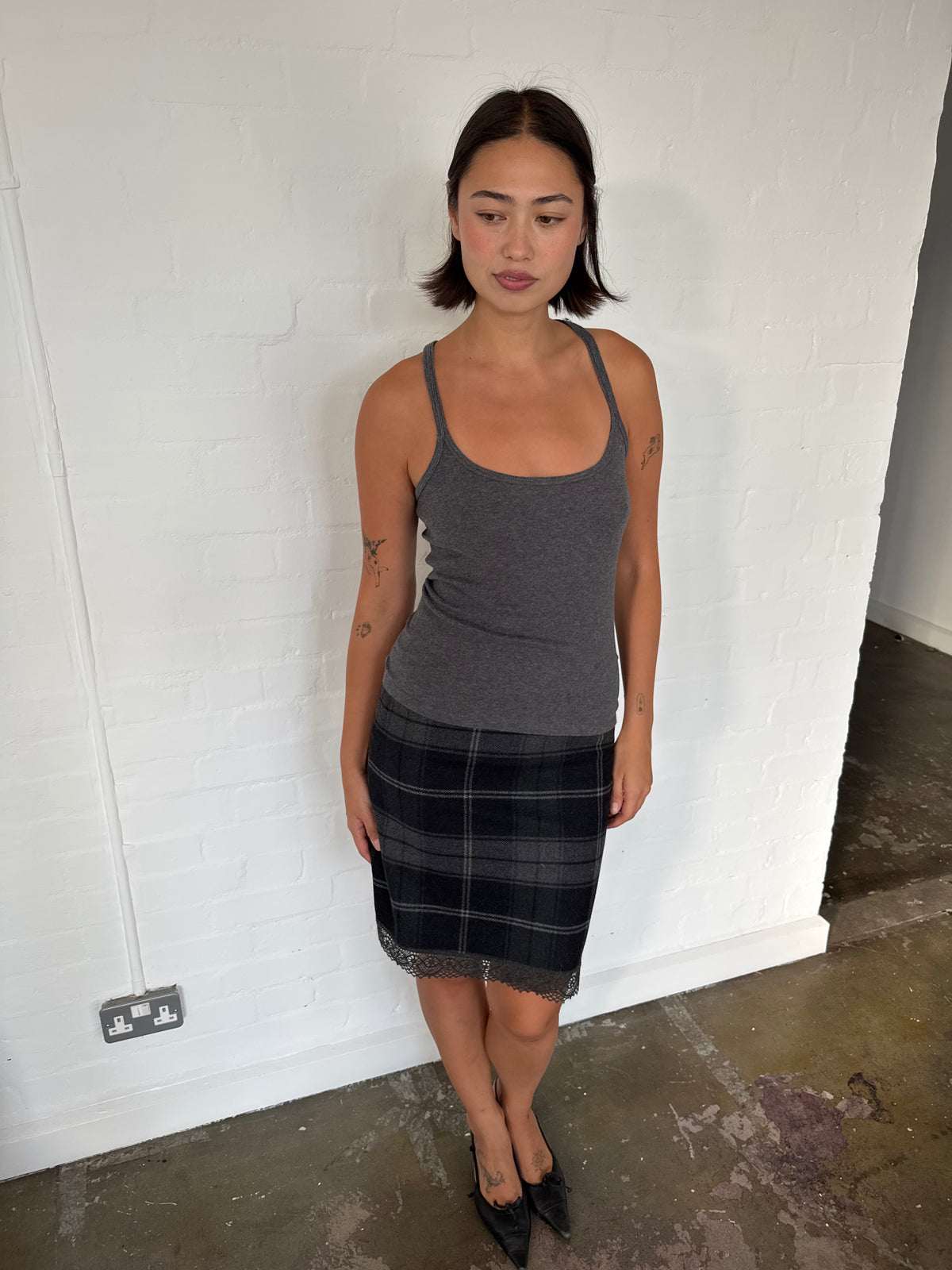 moschino check skirt