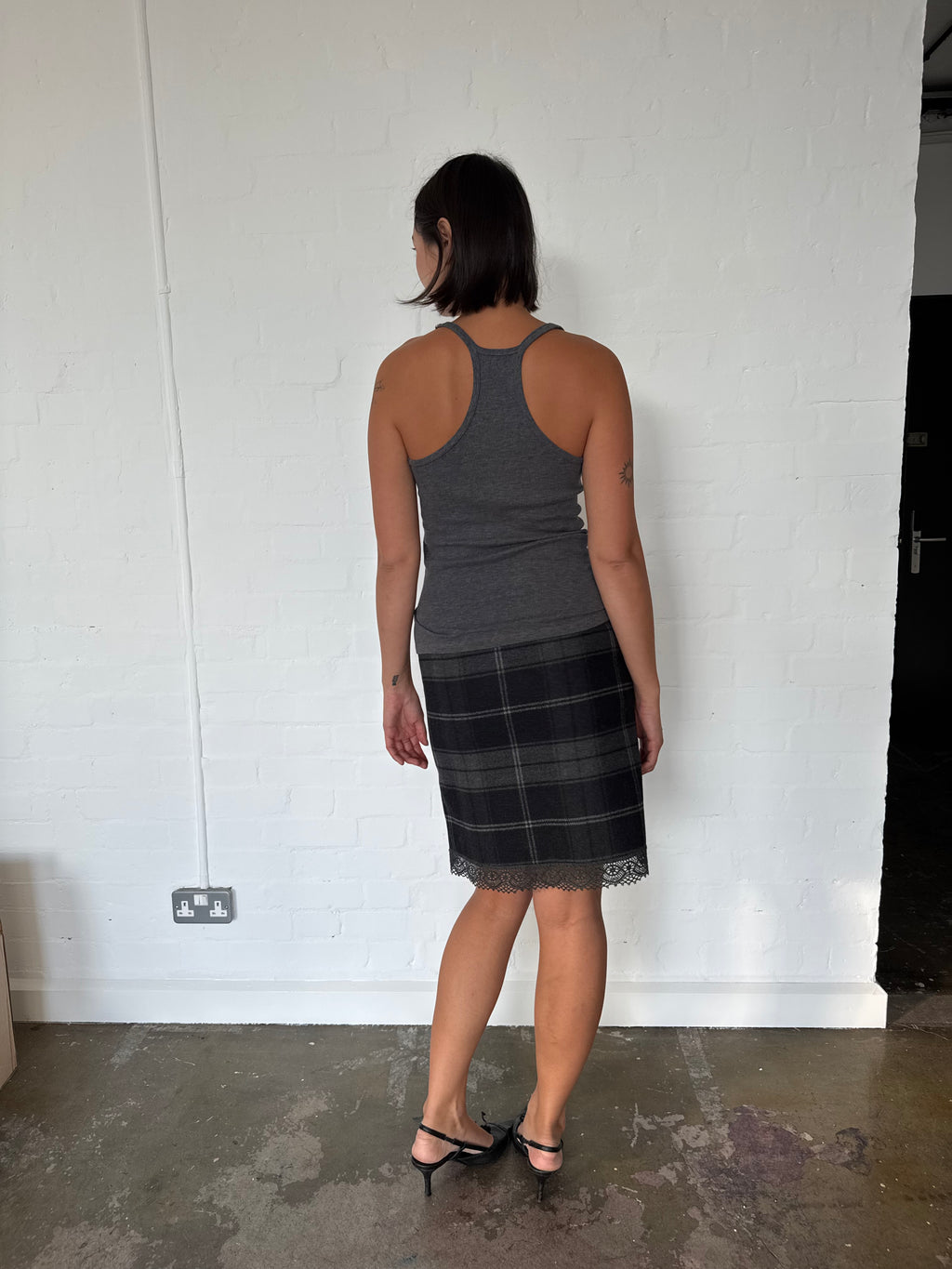 moschino check skirt