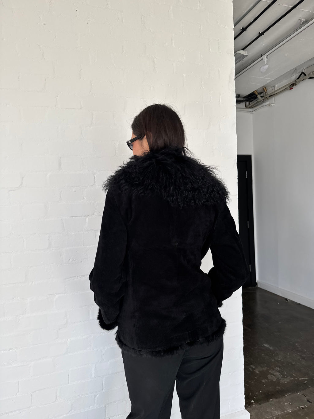 Mongolian fur suede jacket