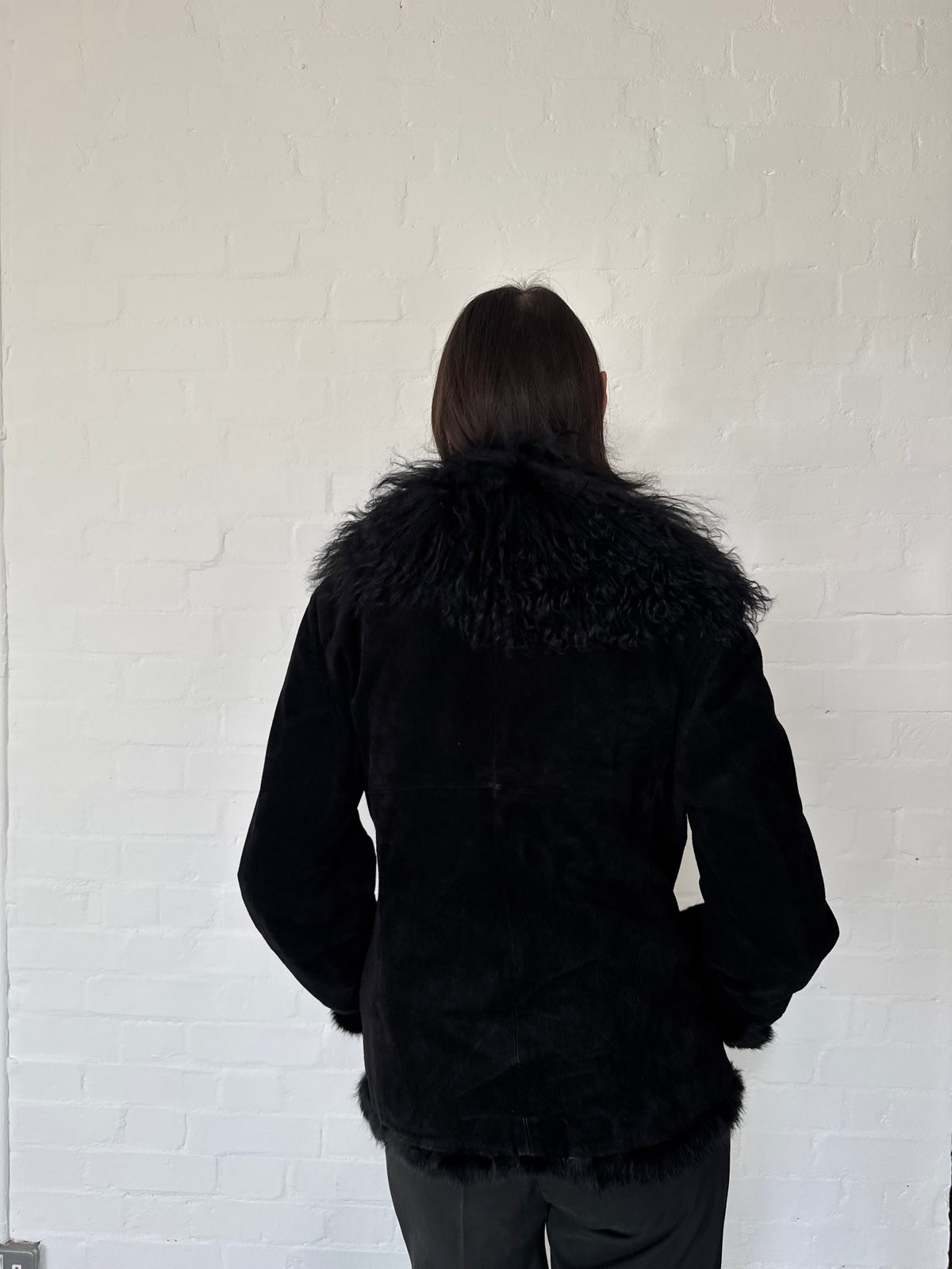 Mongolian fur suede jacket
