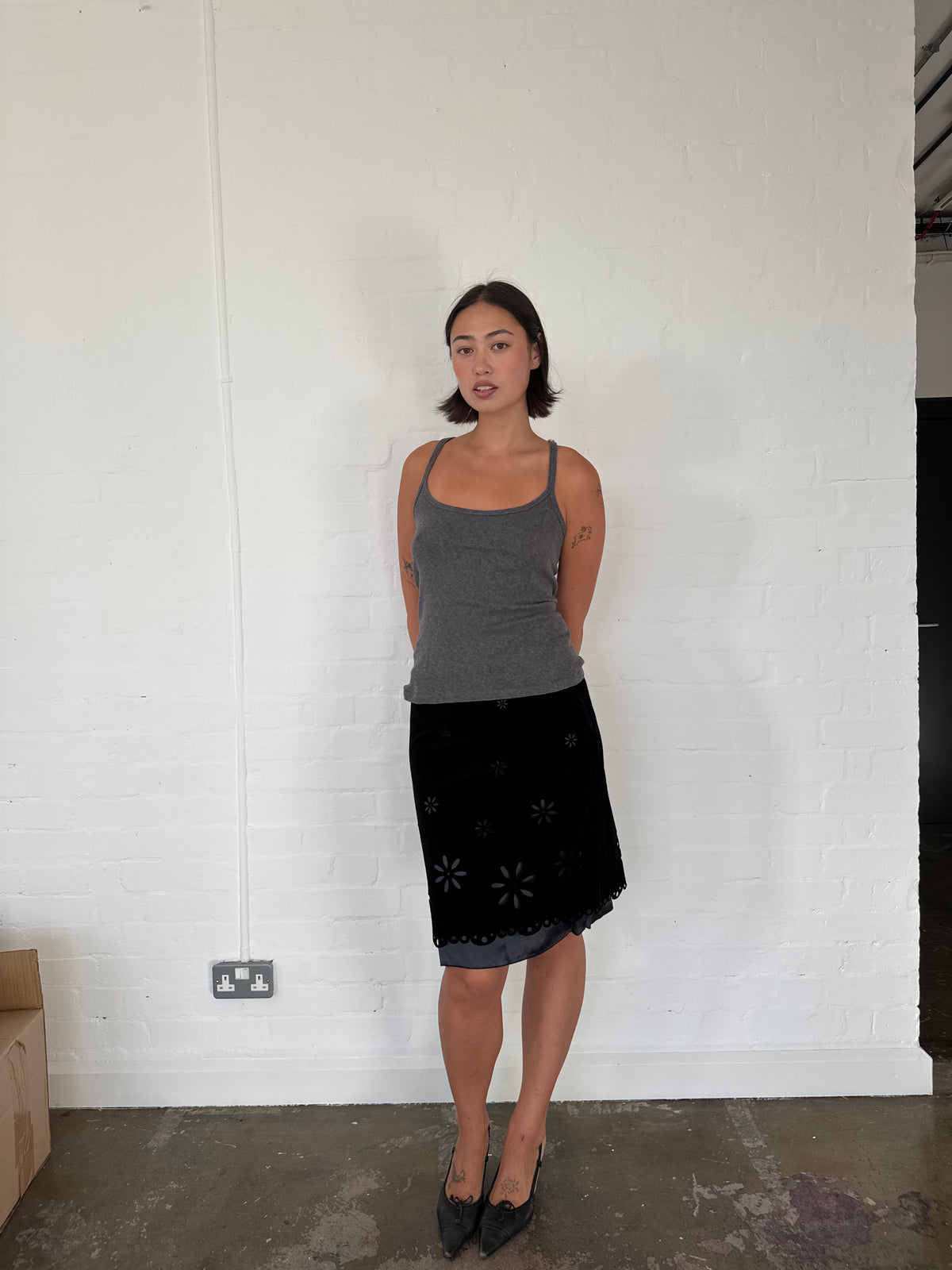 vintage moschino cut out skirt