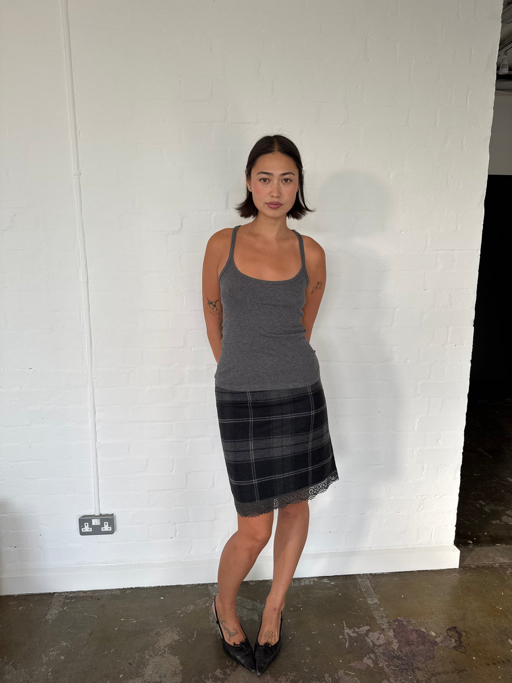 moschino check skirt