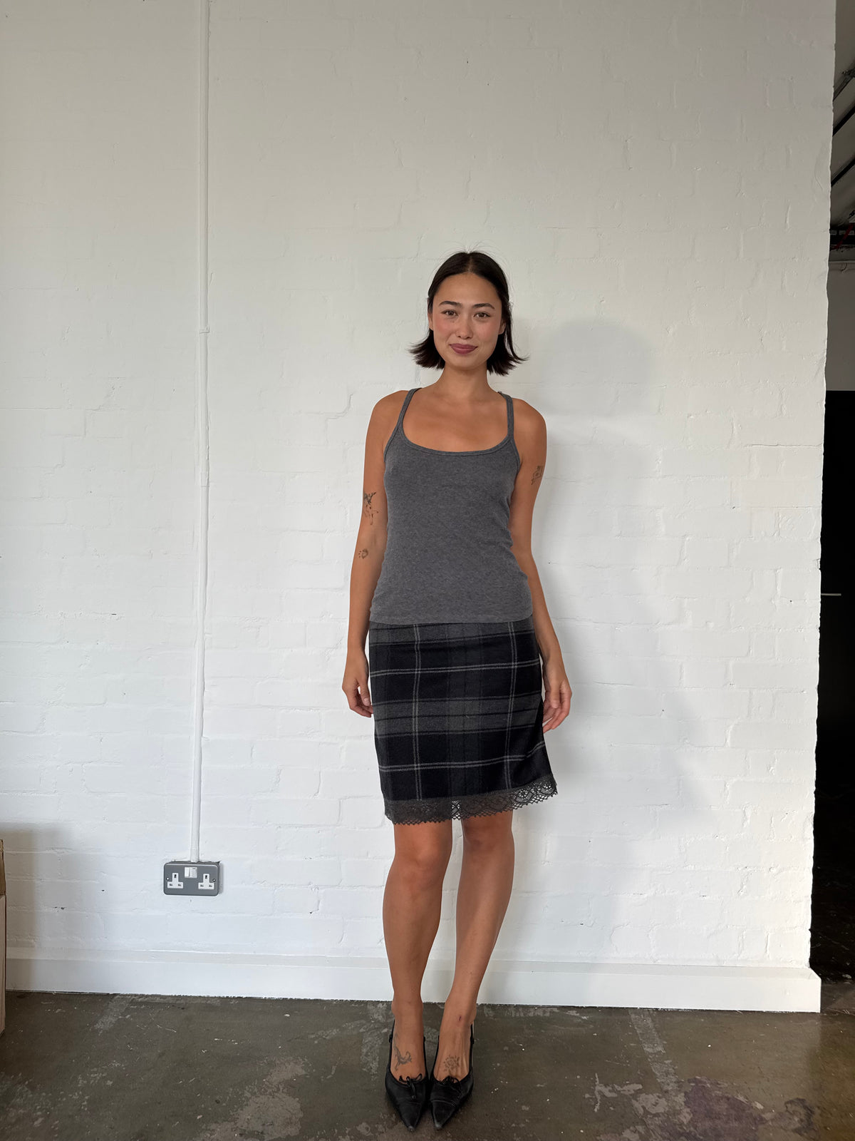 moschino check skirt