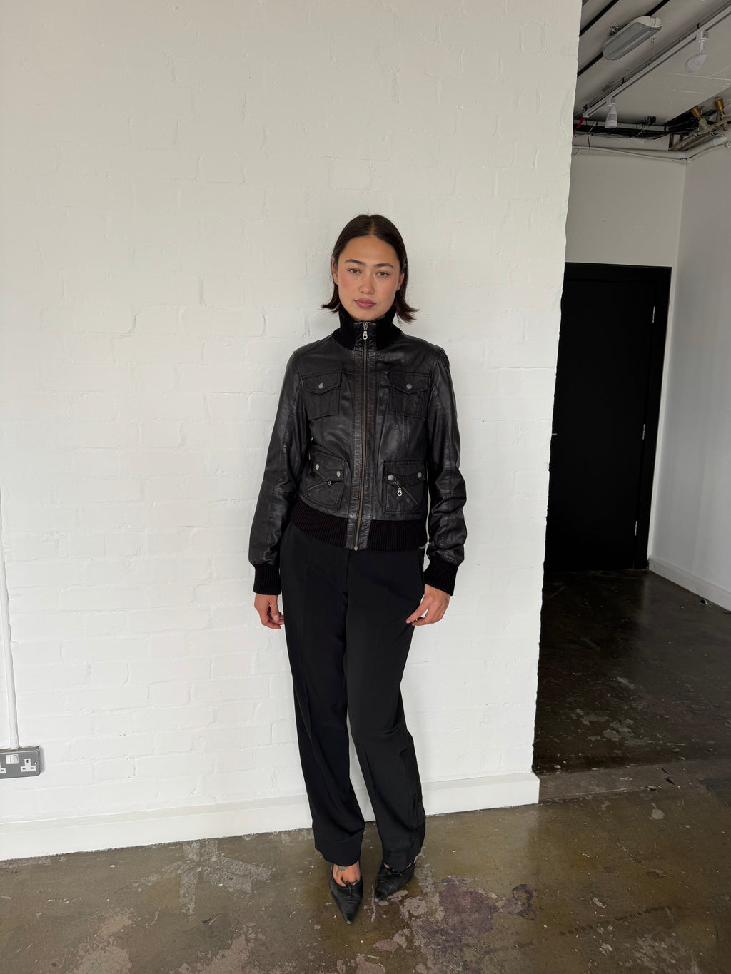 vintage leather bomber jacket