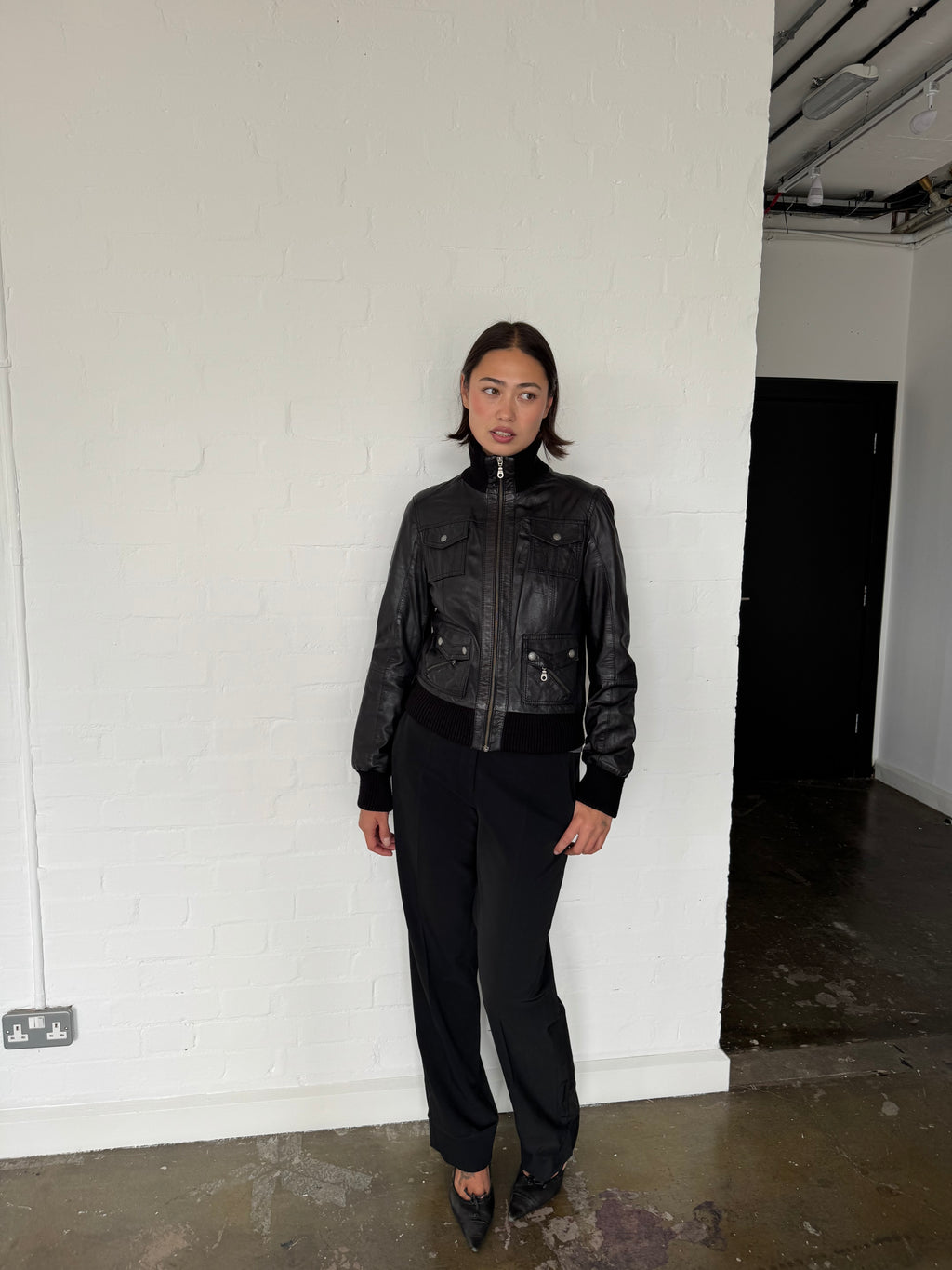 vintage leather bomber jacket