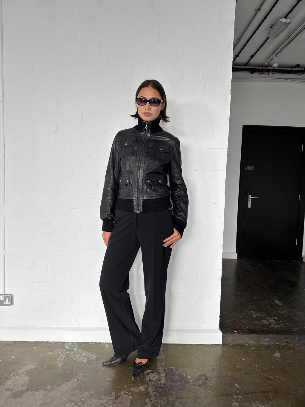 vintage leather bomber jacket