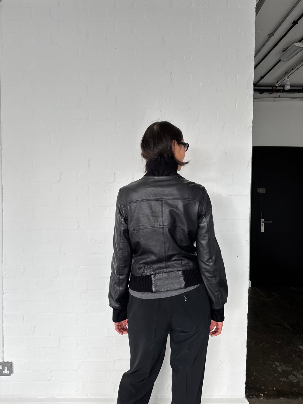 vintage leather bomber jacket