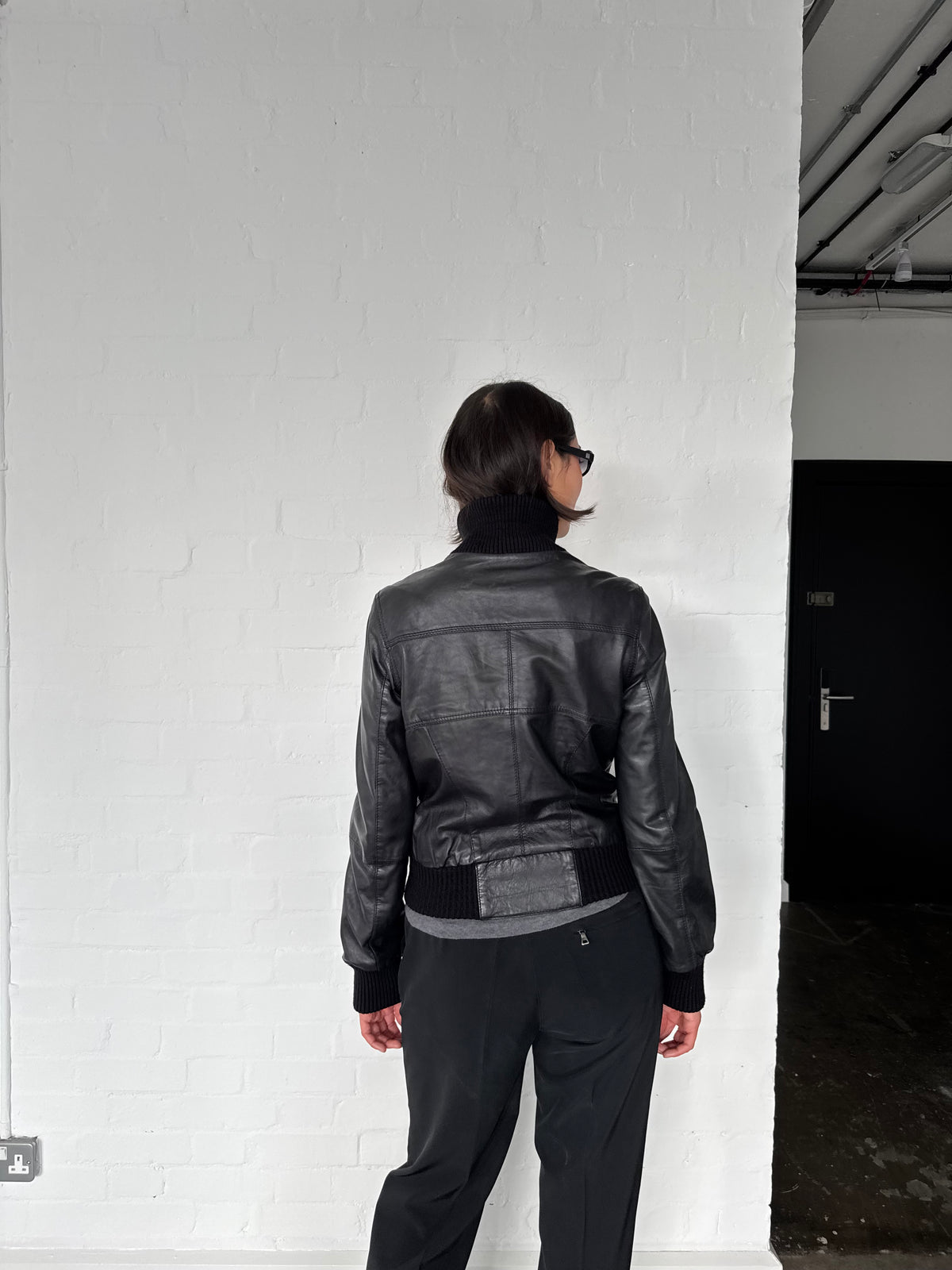 vintage leather bomber jacket