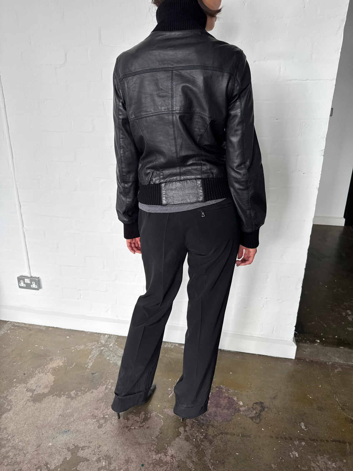 vintage leather bomber jacket