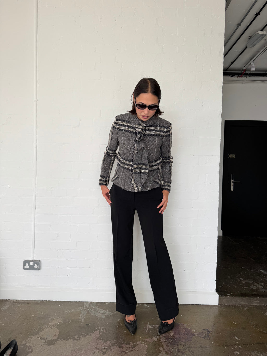 vintage check burberry wool jacket