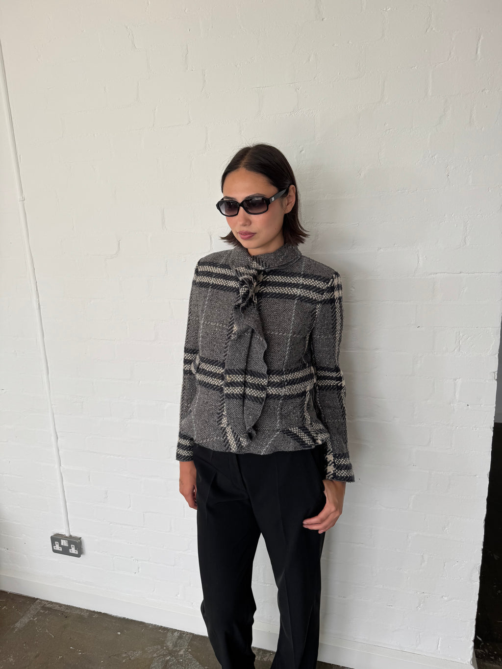 vintage check burberry wool jacket