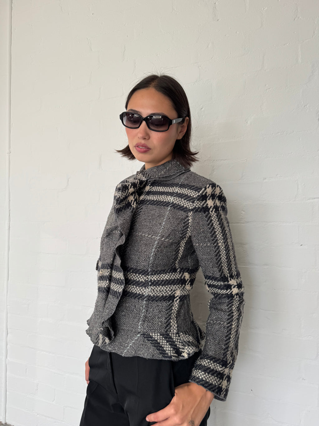 vintage check burberry wool jacket