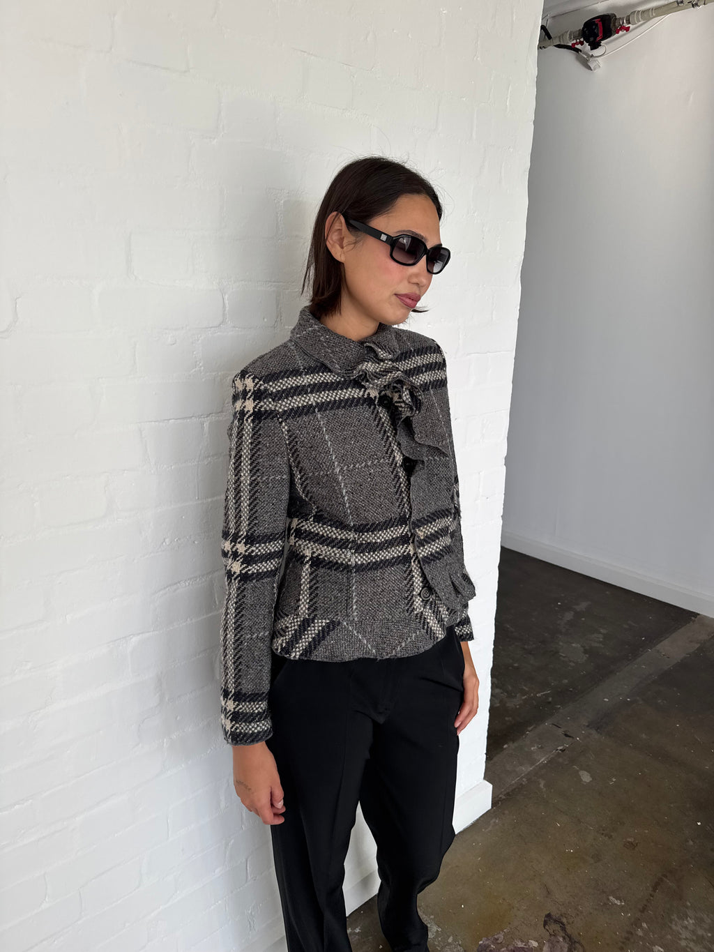 vintage check burberry wool jacket