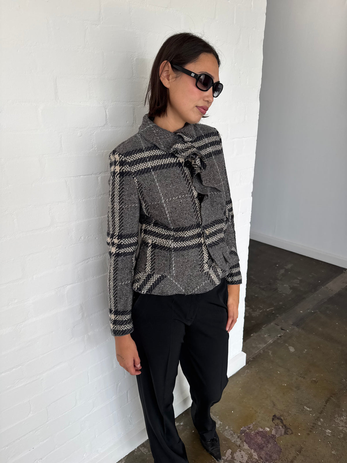 vintage check burberry wool jacket
