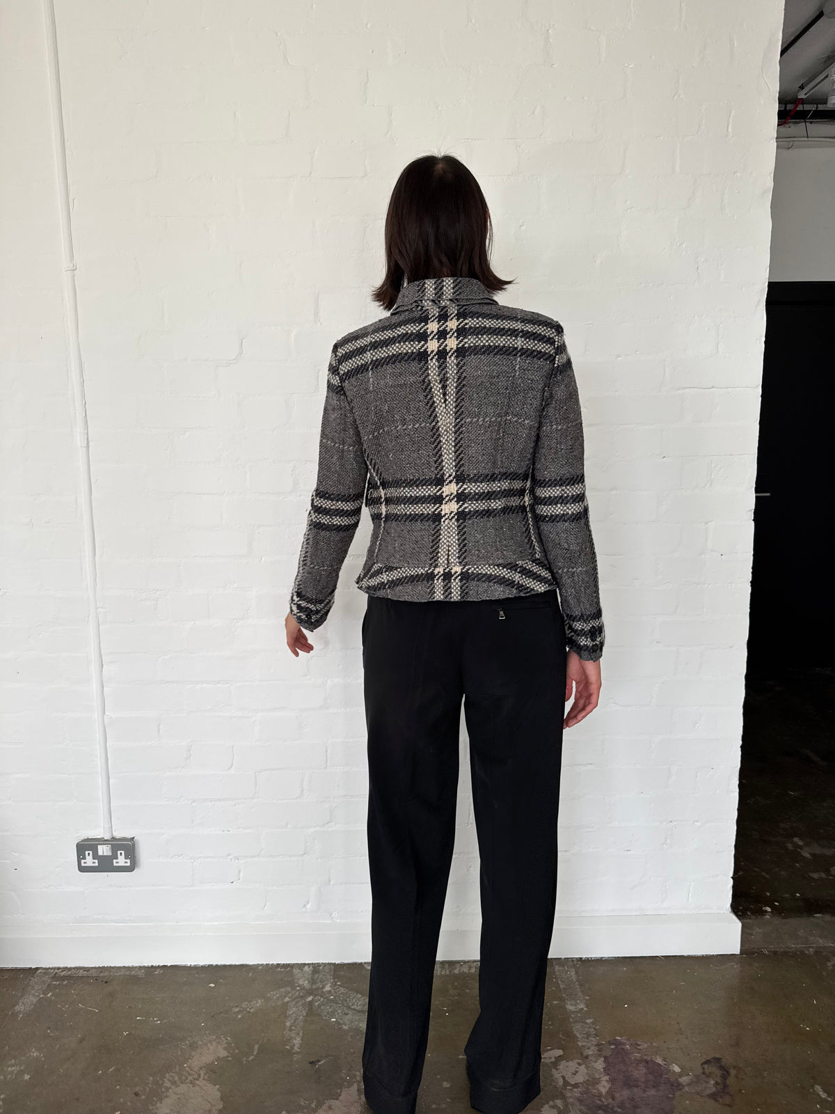 vintage check burberry wool jacket
