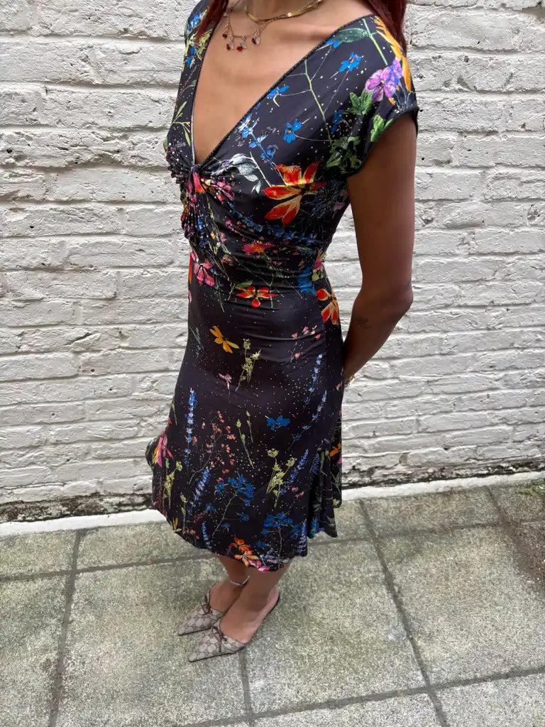 cavalli class black floral dress