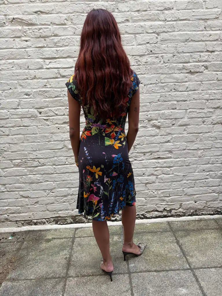 cavalli class black floral dress