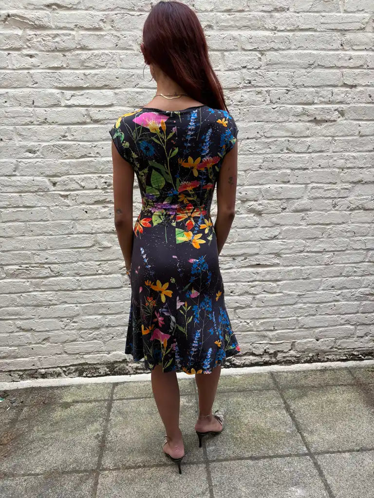 cavalli class black floral dress