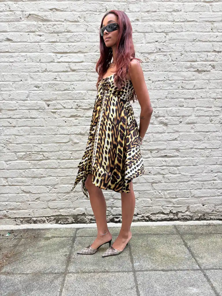 just cavalli leopard print babydoll dress