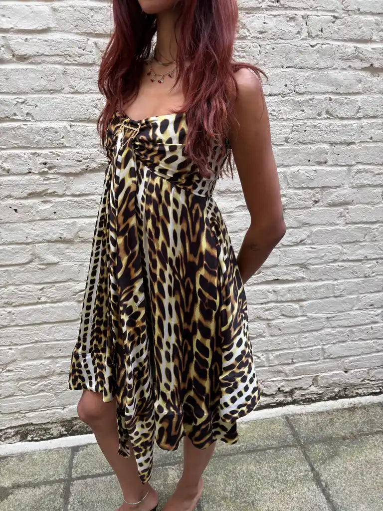 just cavalli leopard print babydoll dress